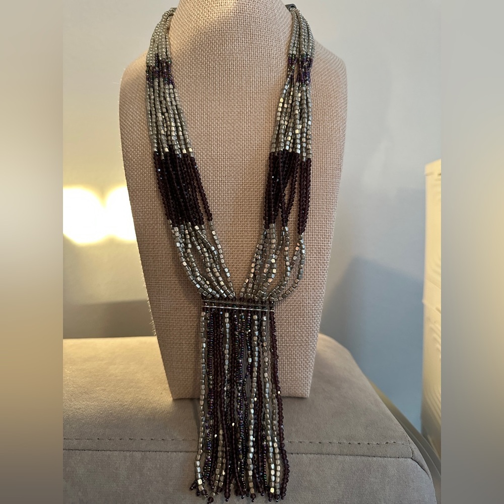 Purple Potay beaded tassel necklace by Himalayan Gems - Picture 5 of 13